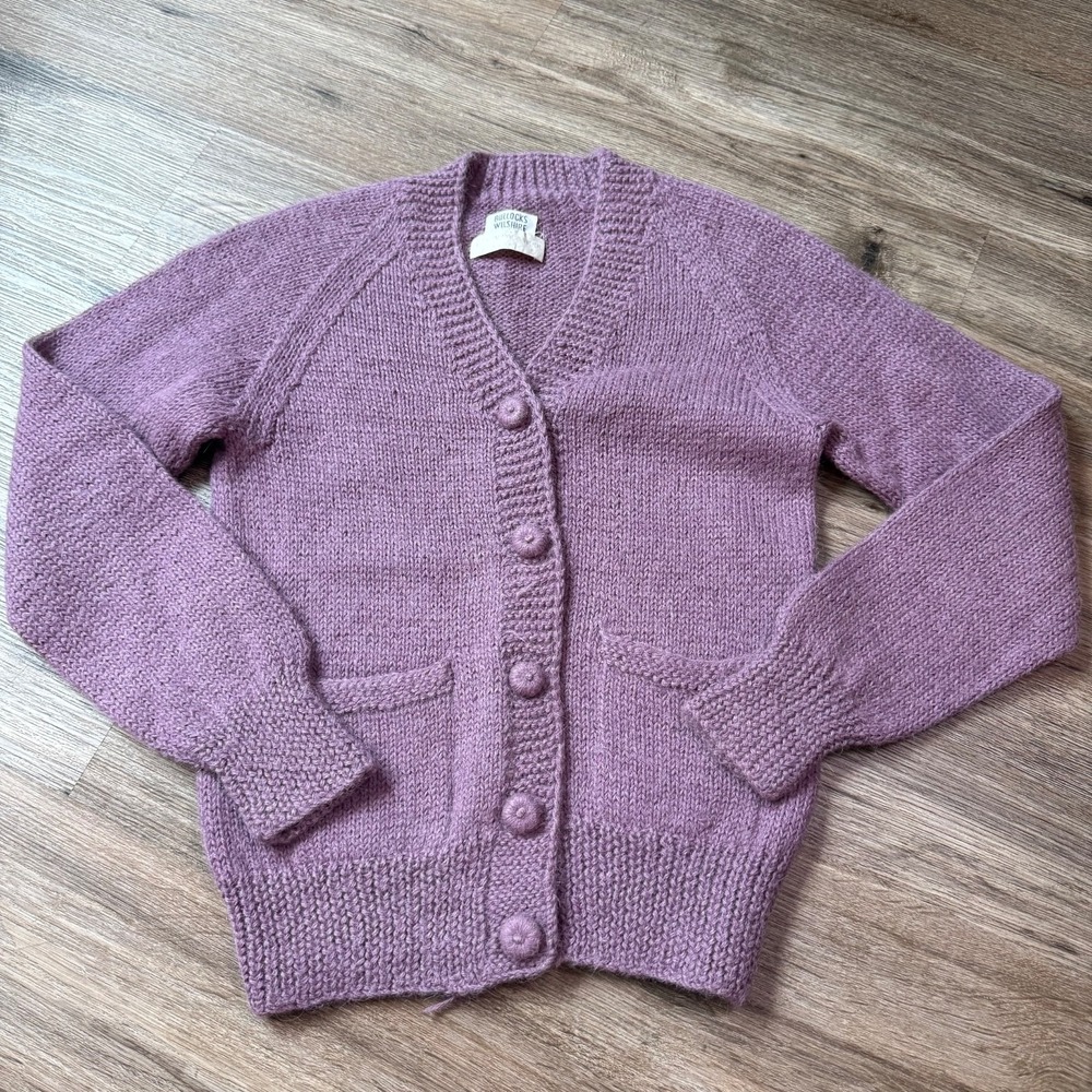 Bullocks Wilshire Cardigan Aplaca Hand Knit Peru Vintage |‎ Purple | Size Small